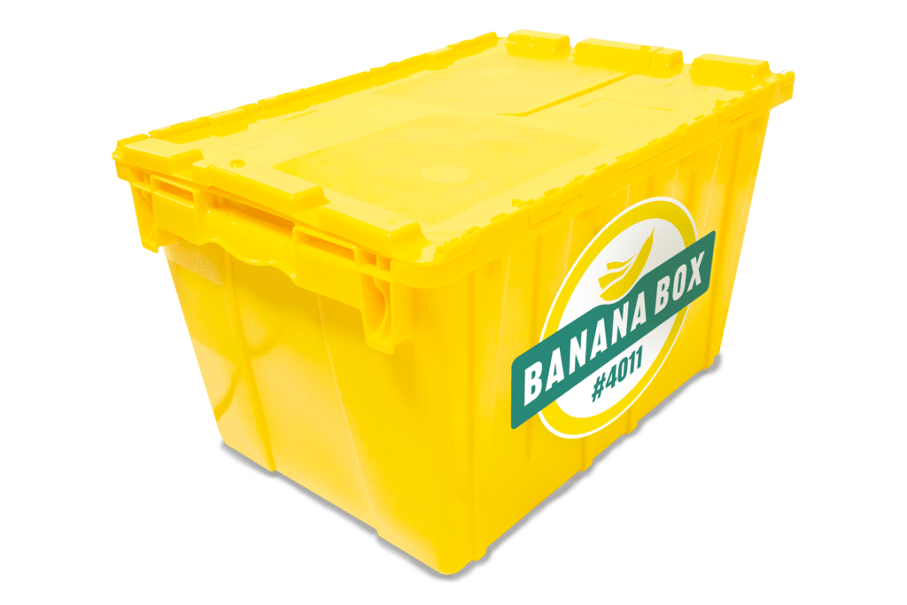 Image of a large yellow Banana Box labeled #4011